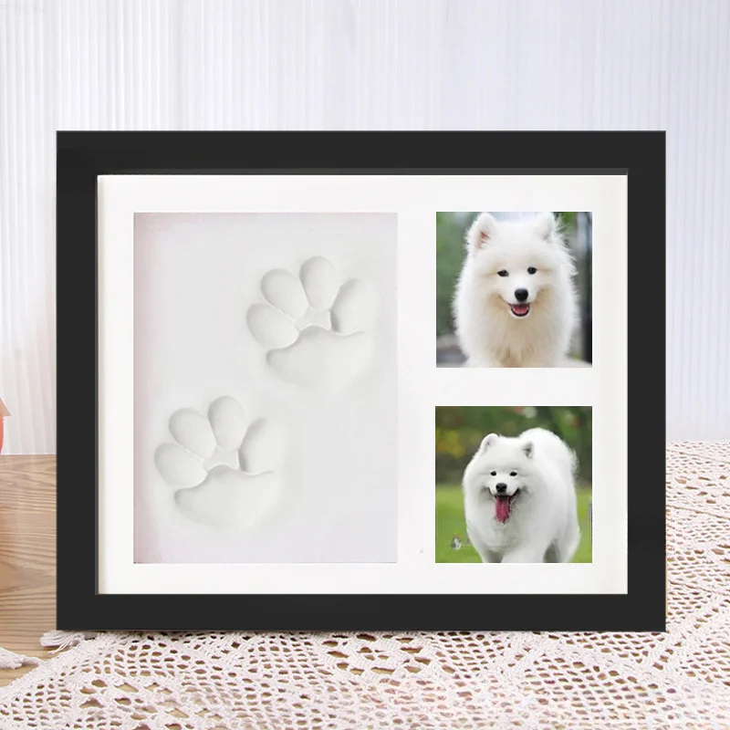 Pet Paw Prints Photo Frame Dog Cat Footprints Commemorative Prints Pad Table Photo Frame Baby Hand and Foot Prints Photo Frame