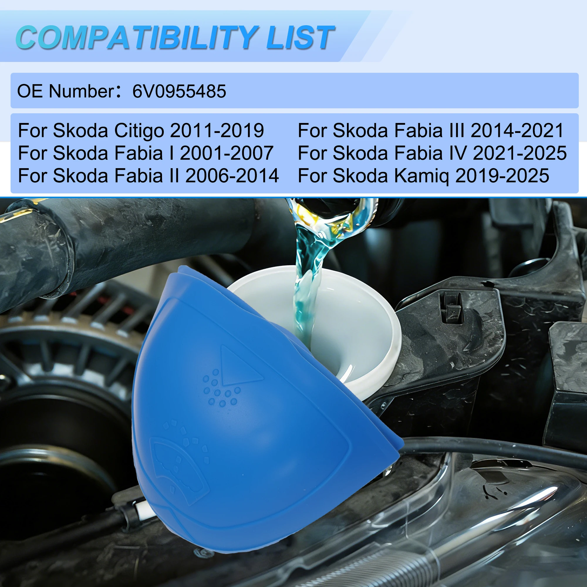 X Autohaux Wiper Water Reservoir Cover for Skoda Citigo 2011-2019 Plastic Blue 1 pcs