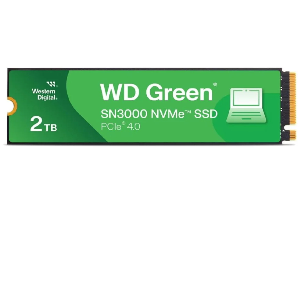 SSD Interno Western Digital 2TB WD Green SN3000 NVMe - Unidade de Estado Sólido - Gen4 PCIe, M.2 2280, Até 5.000 MB/s - WDS200T4G0E