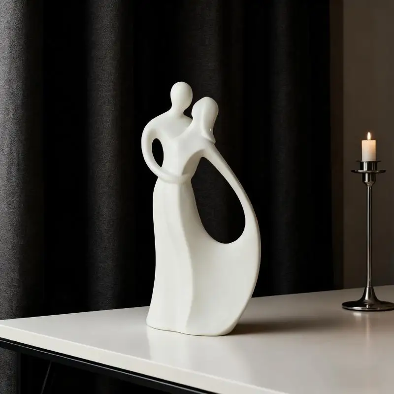 Simple embrace couple abstract ceramic figure ornament creative personality decoration Nordic modern home soft decoration