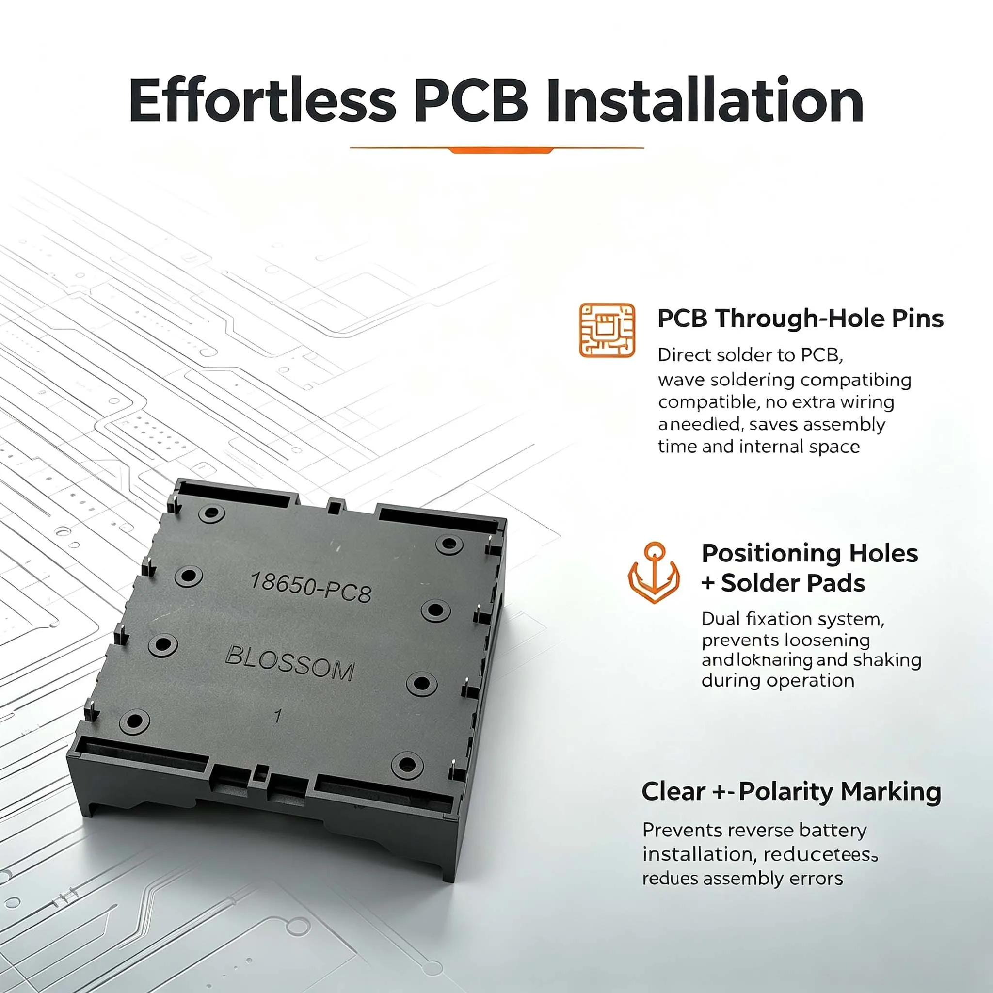 Batteriebox aus Kunststoff, DIY-Batterieständer, Aufbewahrungsbox für 4 einzelne 18650 3,7V Batterien (ohne Batterien) – Detail 3
