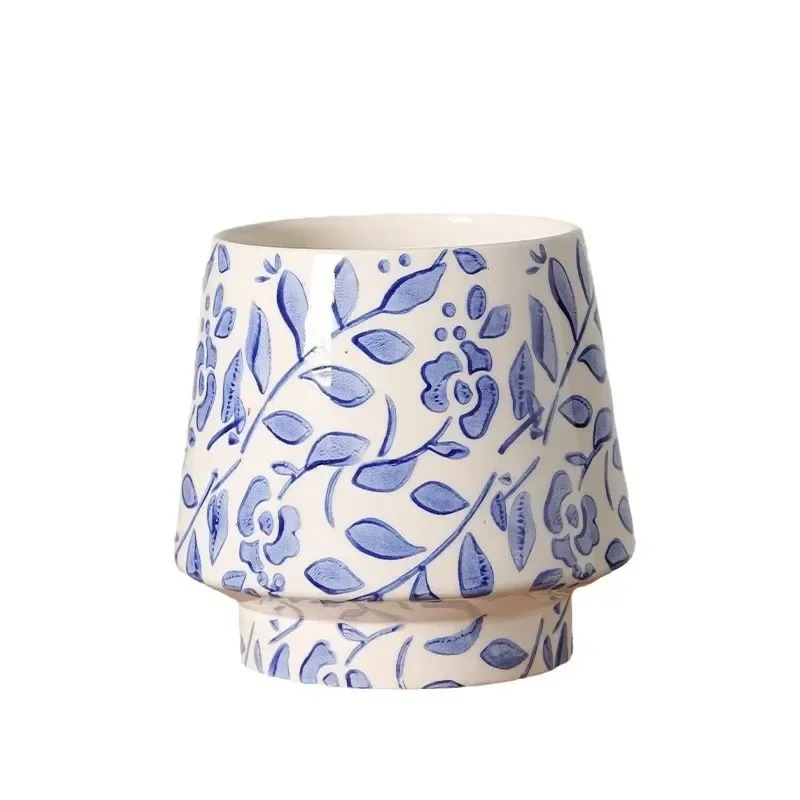

Новый классический цветочный горшок в китайском стиле, синие и белые фарфоровые горшки для орхидеи-бабочки