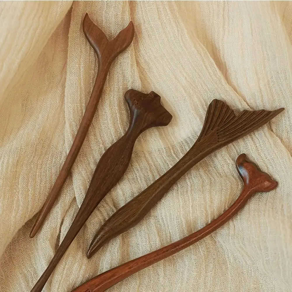 Vara de cabelo de madeira retrô, borboleta, animais, estilo chinês, grampo de cabelo de coelho, para cabelos longos, hanfu, meninas