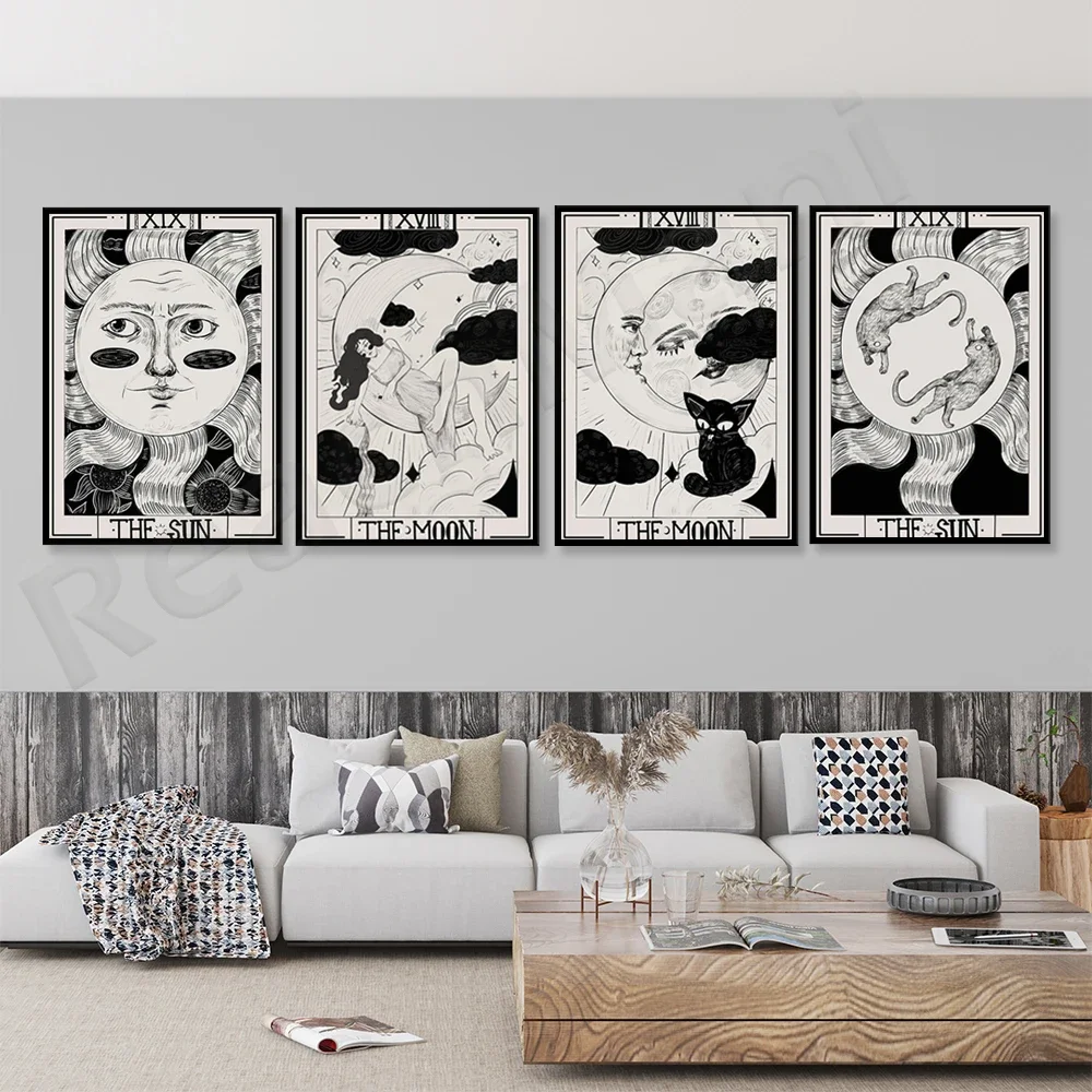 Sun and Moon tarot prints, astrology posters, spiritual art, birthday gifts, tarot decorative prints, horoscopes