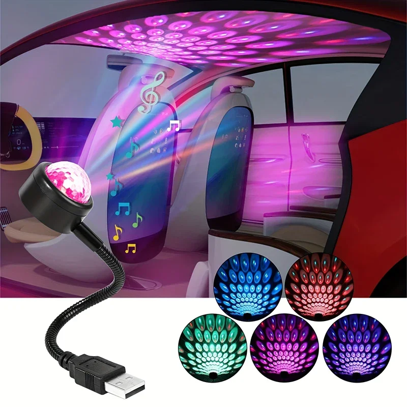 Mini USB Music Rhythm Magic Stage Effect Projection Lamp LED Party Disco DJ Stage Light Car Decoration Atmosphere Night Light