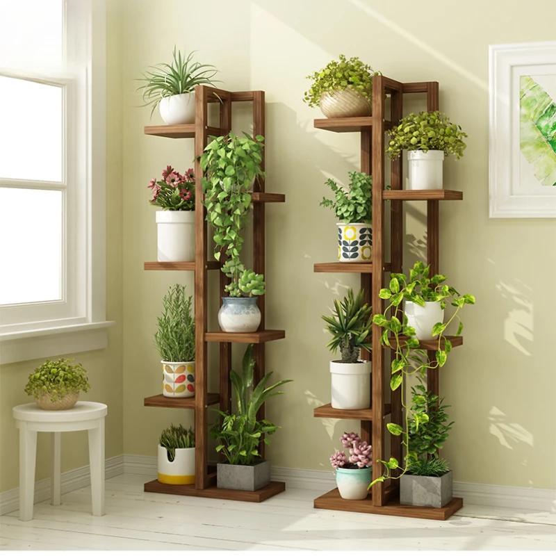 Pine Multi-Tier Plant Stand Sturdy Freestanding Balcony Organizer European Flower Rack for Greenery and Home Decor - Image 5