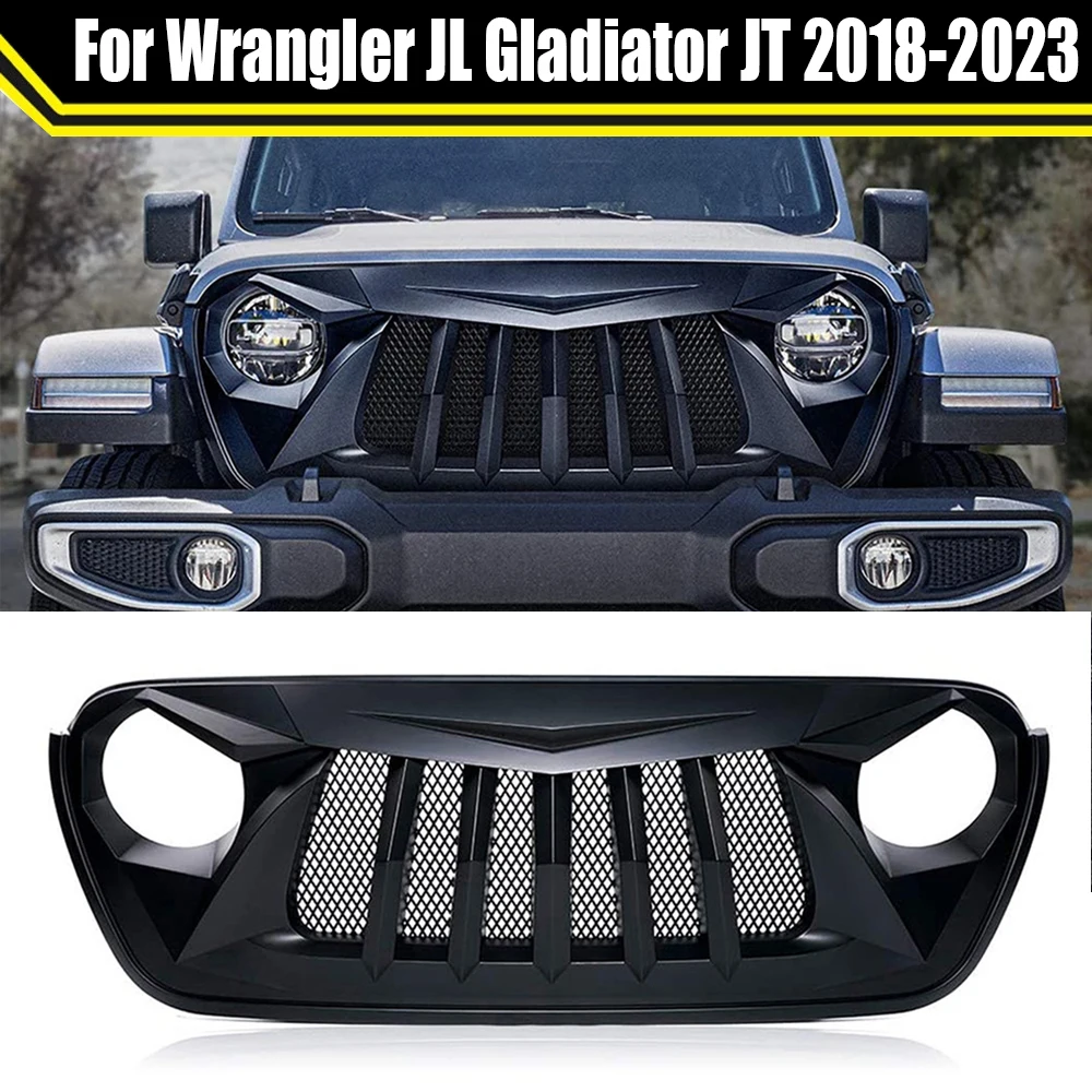 

Car Modified Raptor Grills For Jeep Wrangler JL Gladiator JT 2018-2023 Front Racing Grills Front Grill Mesh Bumper Grilles Cover