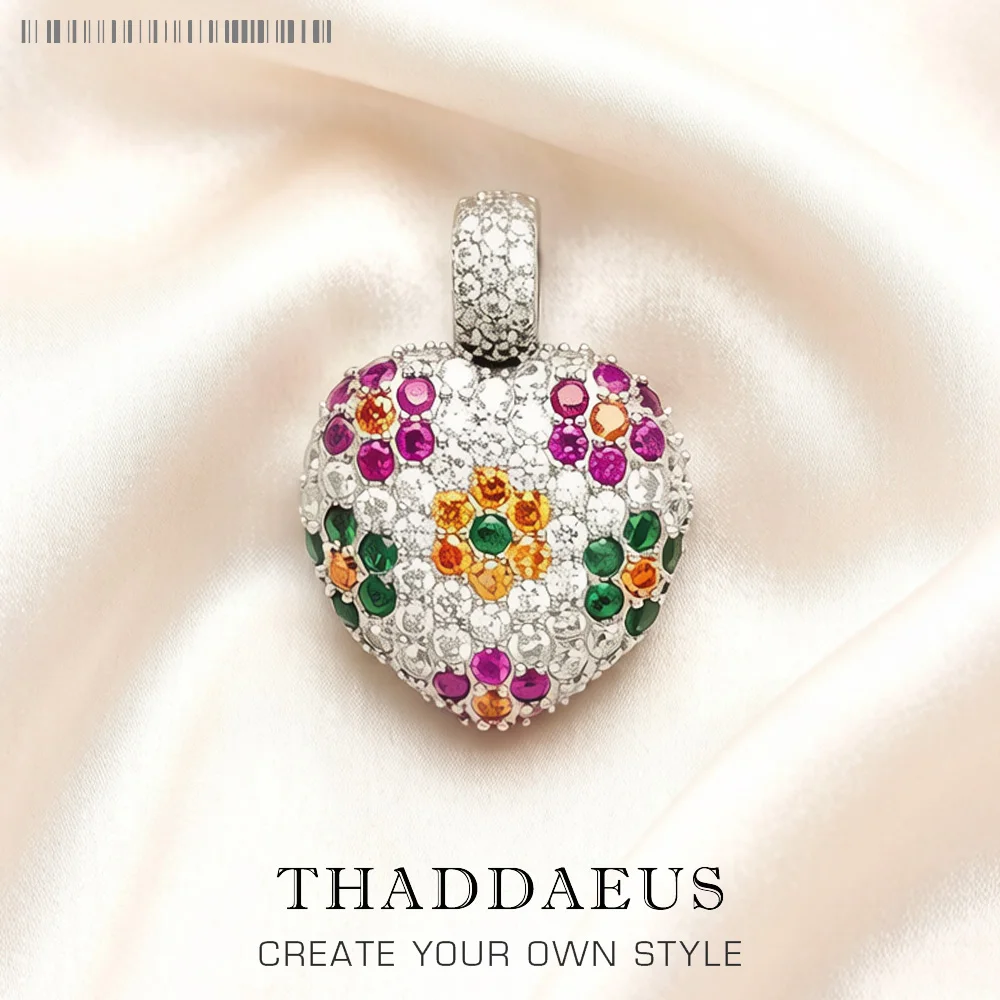 Pendant Flower Heart Brand 925 Sterling Silver Glam Jewelry Europe Accessorie Soul Gift For Women