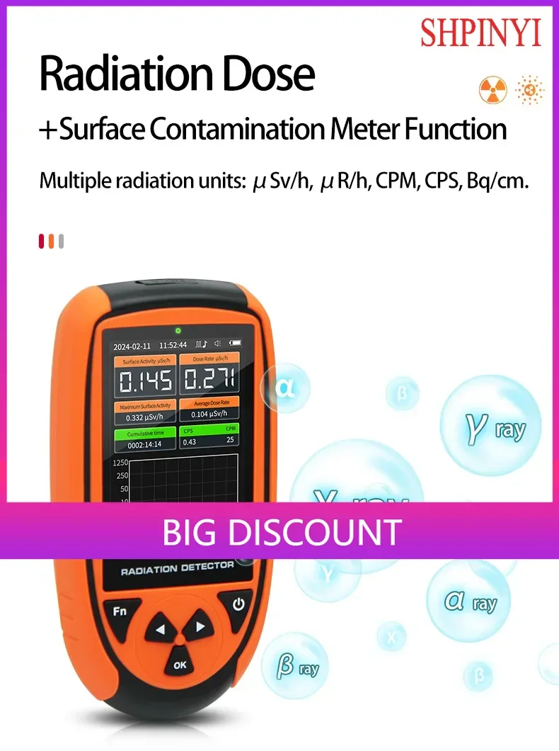 Aikesi Nuclear Radiation Detector LND7311 Geiger Counter Mica Window Radon Detector Alpha Beta Gamma X Rays Detector Sensor