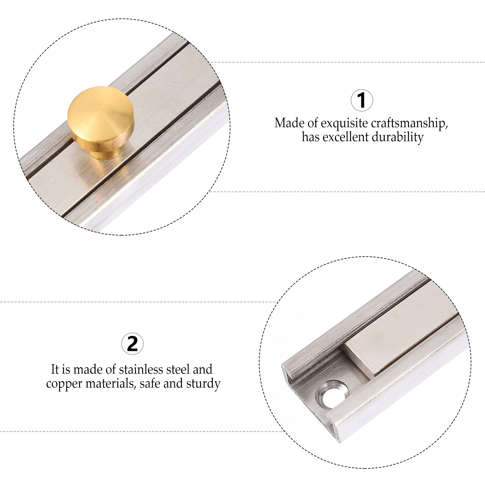 

1 set 1 Set Anti-Theft Door Latch Stainless Steel Copper Heavy Duty Slide Lock For Home Hotel Toilet Replacement Latch Hardware