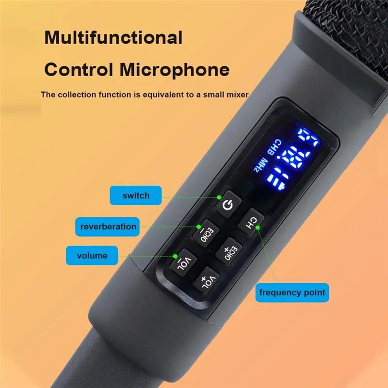 UHF Wireless Handheld Karaoke Microphone System Bluetooth Receiver Performing Professional Home Reverb High And Low Bass
