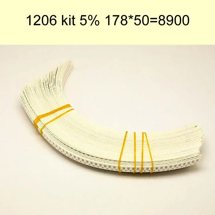 

MCIGICM 1206 SMD Resistor Kit 5% 1/4W 0.25W (0 ohm~22 Mohm) 178 Value * 50pcs =8900pcs Chip Resistor Assorted Samples kit