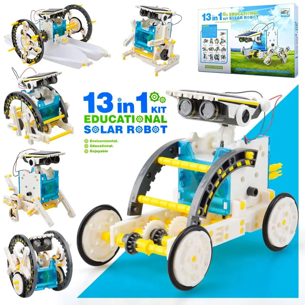 Mainan STEM Kit Percobaan Robot Surya DIY Anak-anak Kit Robotika 13 In 1 Kit Bangunan Robotika Bertenaga Surya Hadiah Pendidikan untuk Anak Laki-laki
