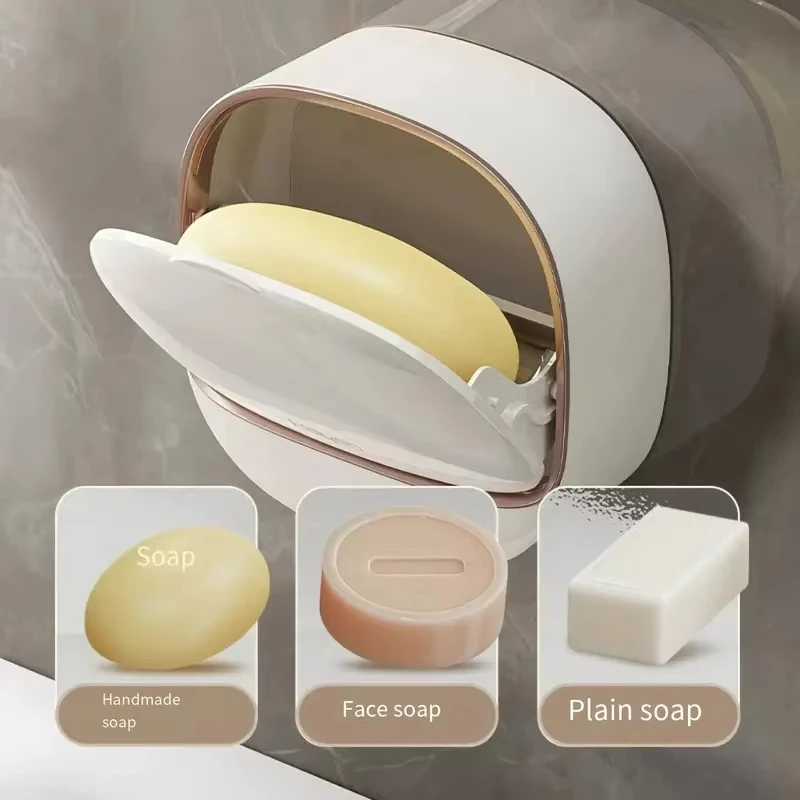 1 Piece Soap Box Free Punching Soap Box Wall-mounted Household High-grade Drain Water Storage Bathroom Soap Shelf  Waterproof