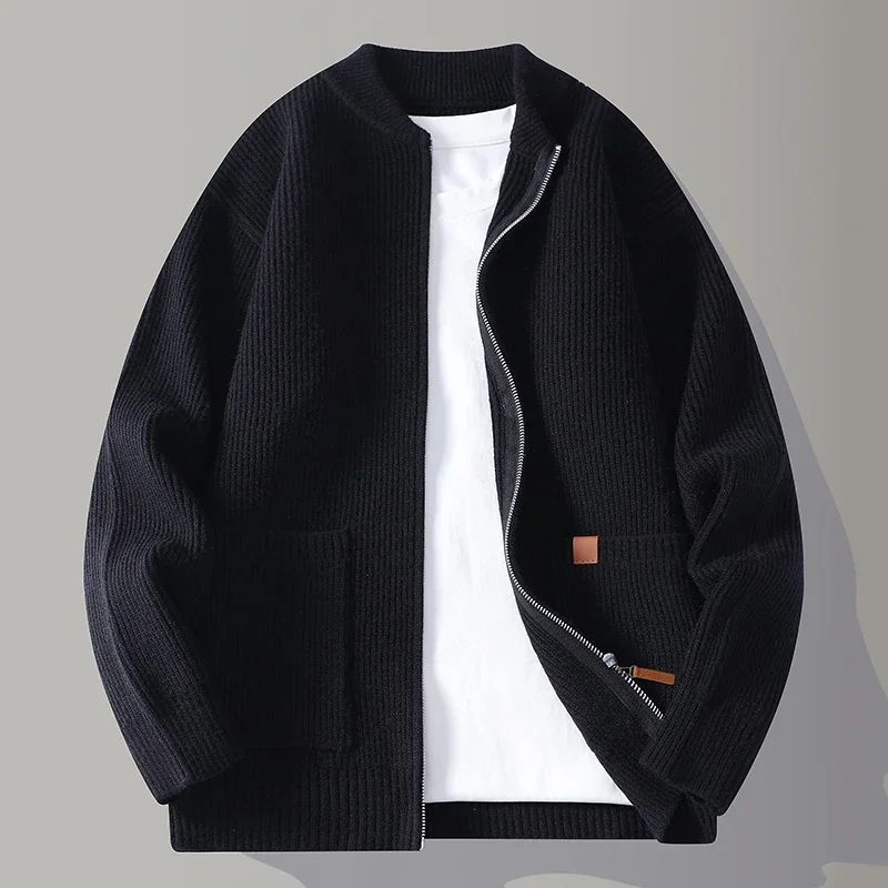 Cardigan lavorato a maglia casual allentato da uomo con colletto alla coreana autunno inverno