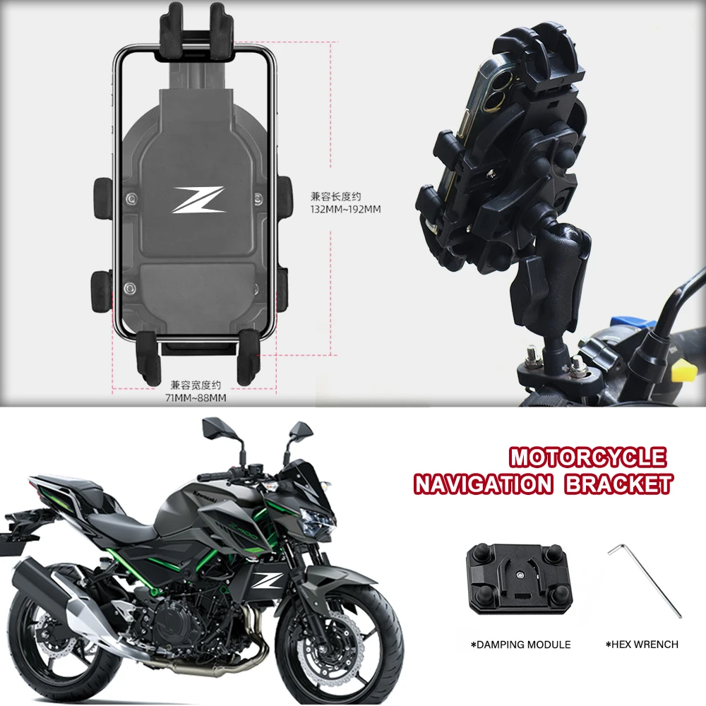 Riding Motorcycle Aluminum Phone Navigation Holder Shock Absorber For Z Kawasaki ZZR600 ZZR1200 1400 ZZR 600 1200 Adjustable