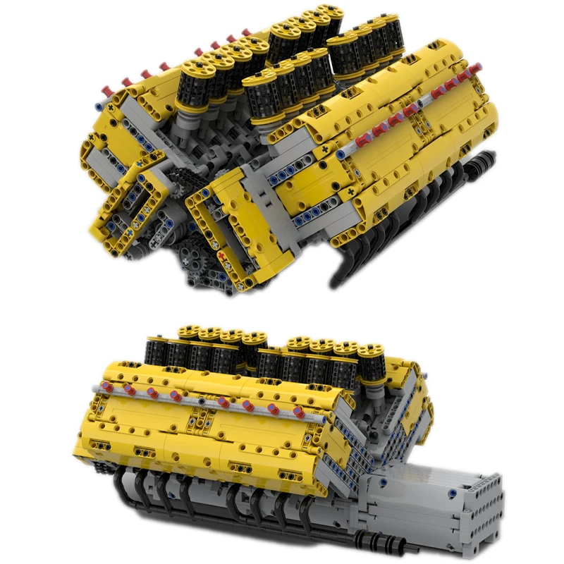 MOC-169906 Building Block Model  V16 Engine, with Dual Throttle and Naturally Aspirated Car Model, 3247-Piece Birthday Toy Gift
