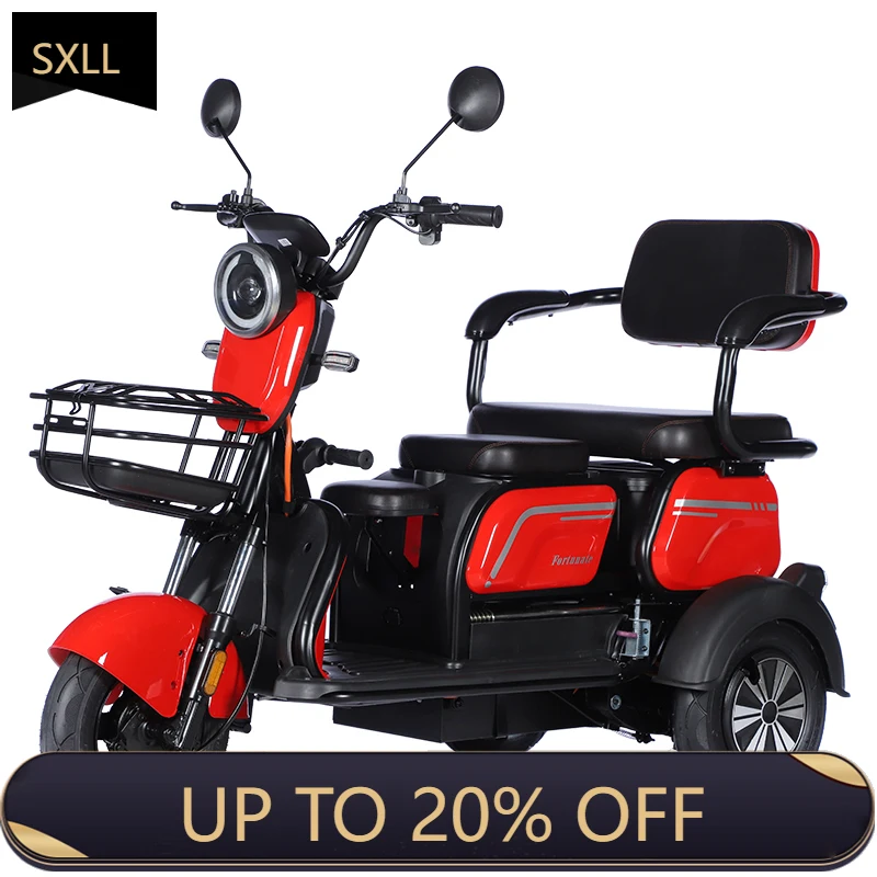 

SXLL электрический трехколесный самокат 3 пассажирский солнечный свинцово-кислотный электрический трехколесный велосипед для пожилых людей 3-колесный электрический tuk китайский трехколесный