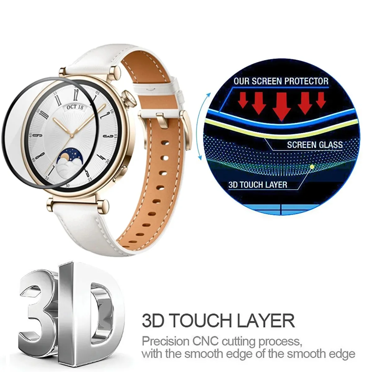 Protector de pantalla suave curvado 9D para Huawei Watch GT4, película protectora de cubierta completa, 41mm, 46mm