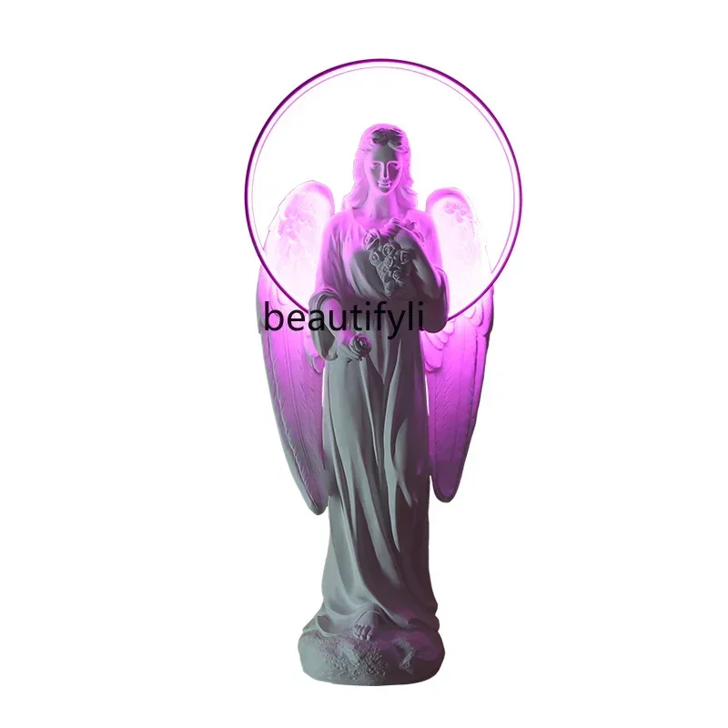 

L GRP Sculpture Club Luminous Decoration European Xi Plaster Statue Angel