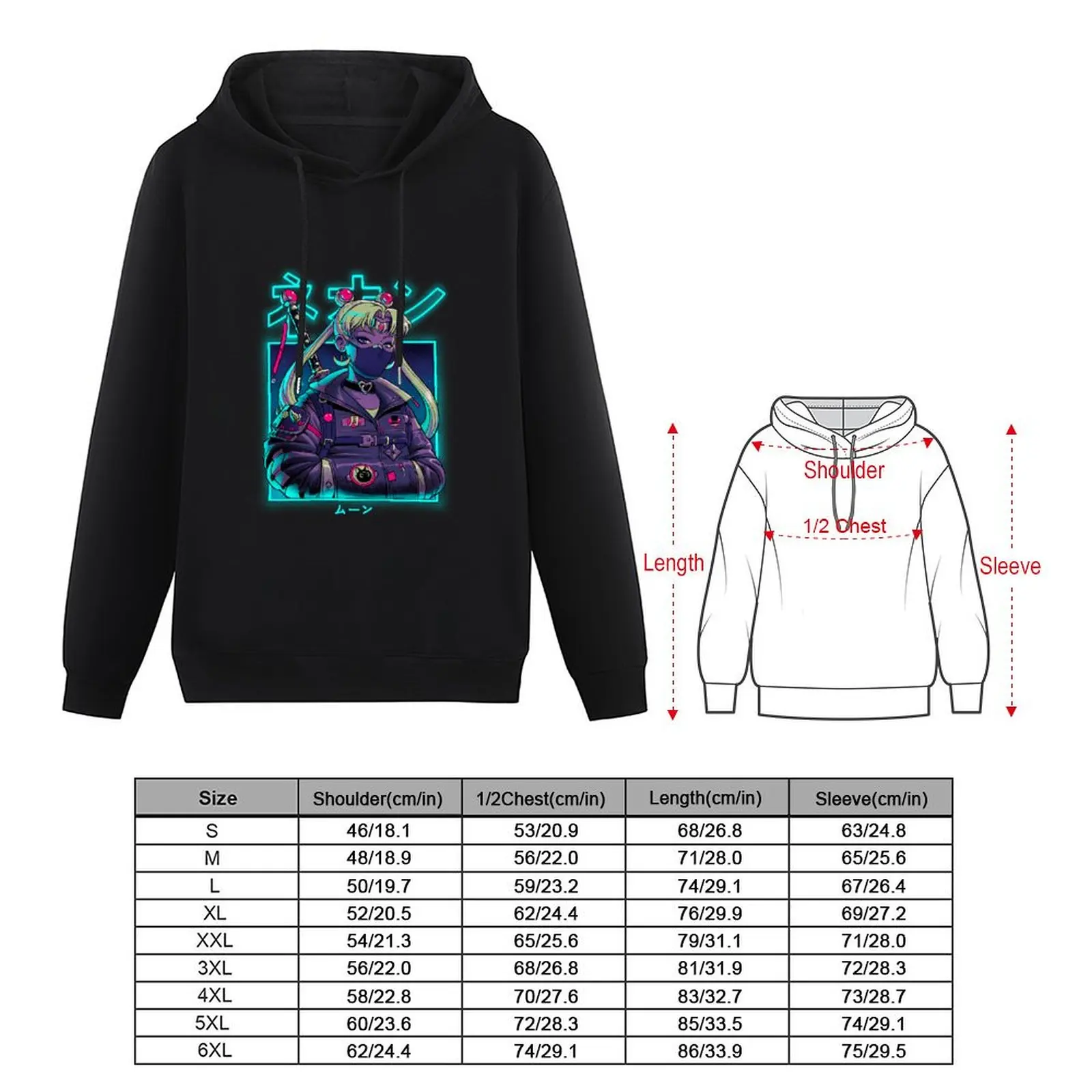 Neon Moon Pullover Hoodie male clothes korean autumn clothes japanese hoodie