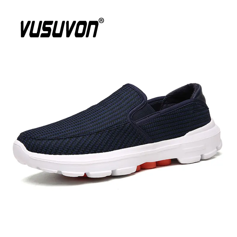 Men Walking Shoes Plush Light Sole Breathable Jogging Fashion Mesh Black Casual Walking Loafers Size 39-45 Father Flats