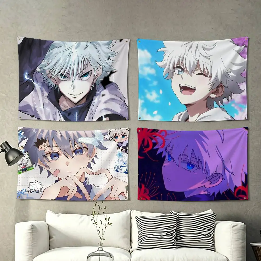 K-Killua Zoldyck H-Hunter X Hunter  Flag Suitable For Party Club Outdoor Interior Wall Decoration Banner Fans Gift