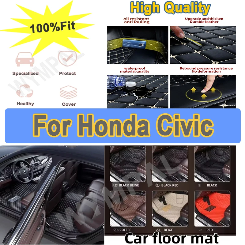 

Luxury Car Floor Mats For Honda Civic 2022 2023 2024 Carpets Styling Protect Accessories Rugs Foot Pad Auto Parts Waterproof