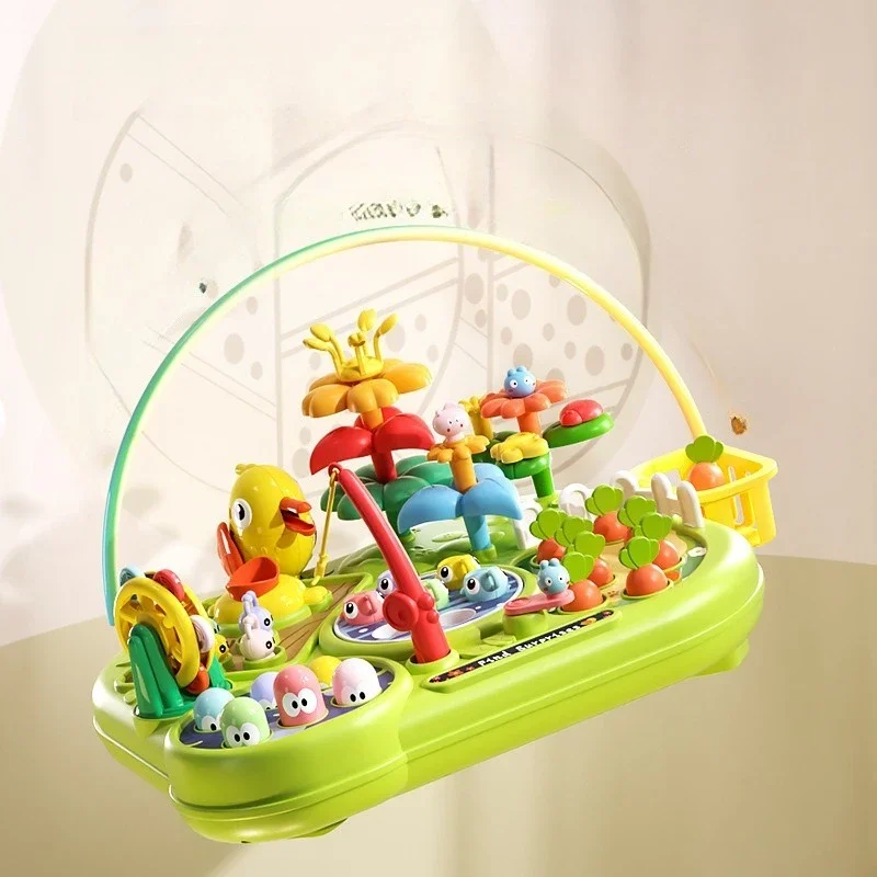 Peuter Montessori Speelgoed Vissen Whac Een Mol Trek Wortel Voeden 4-In-1 Multifunctionele Muziek Speelgoed Leren Educatief Baby Cadeau