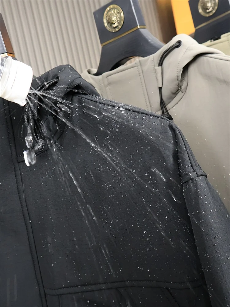 Men's Winter Casual Softshell Jacket Waterproof Outdoor  Coat Three-Proof Technology Texture N Series Fashion Urban Style