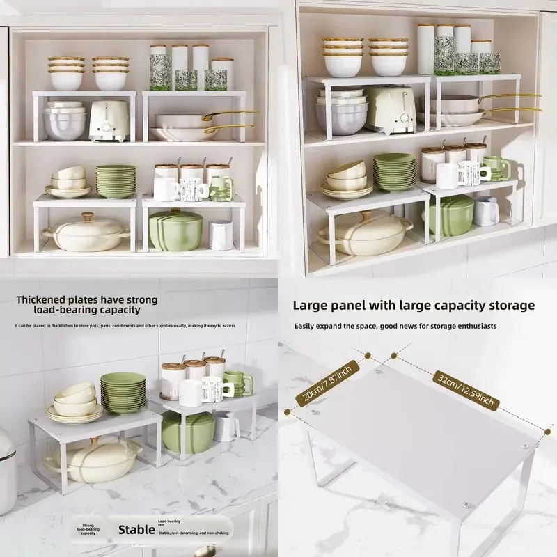 for Stackable cabinet rack storage rack Metal kitchen countertop storage rack, used for storage and finishing of tableware,