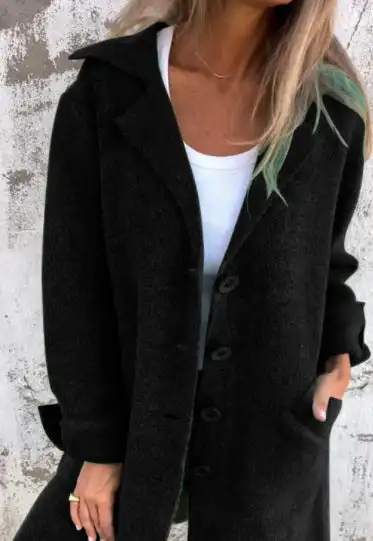 Women\'s Casual Single Breasted Jacket Thicken Wool Blend Stand Collar Single Breasted Pea Coat Soft Cardigan Lapels Jacket Coat