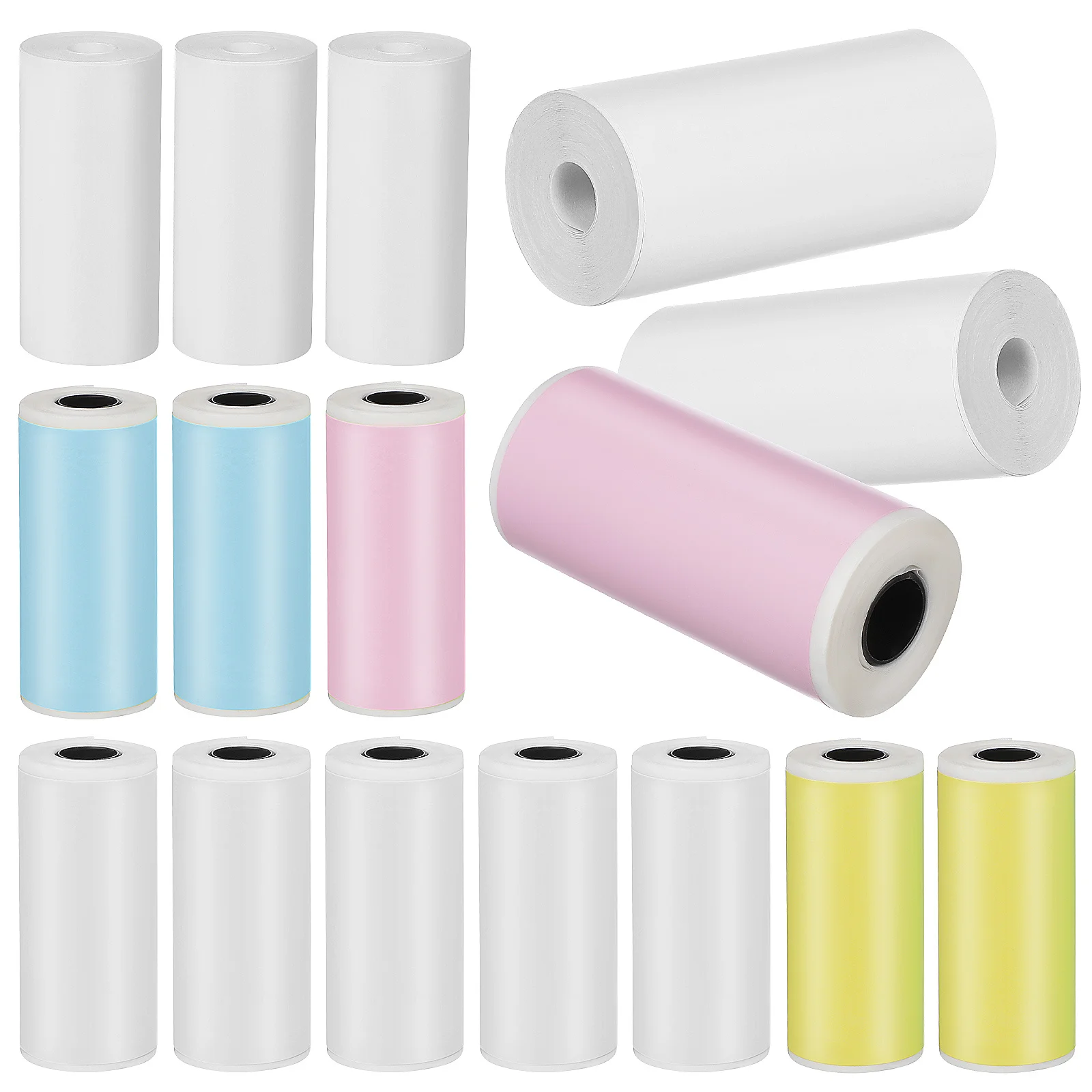 

16 Rolls Thermal Label Sticker 5 Packs Colorful Pink Blue Yellow Standard Paper Mini Printer Compatible Various