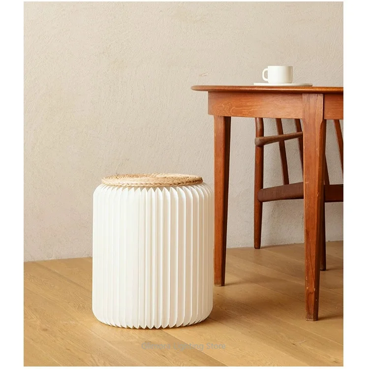 Foldable Portable Round Stool for Home Entryway, Stackable Kids Shoe Bench & Trendy Low Seat