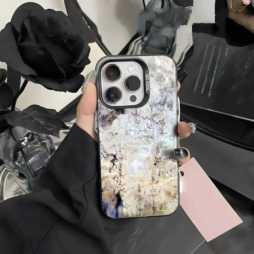 INS اللون ريترو تقديم الفن جراب هاتف آيفون 17 16 15 14 13 12 11 برو ماكس الهواء متعدد الألوان ماتي ليزر أورورا فوندا #5