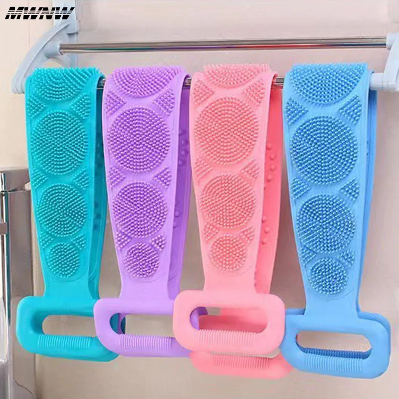 1PCS Body Sponge Silicone Brushes Bath Towels Scrubber Rubbing Back Peeling Massage Shower Belt Extended Skin Clean Brushes 