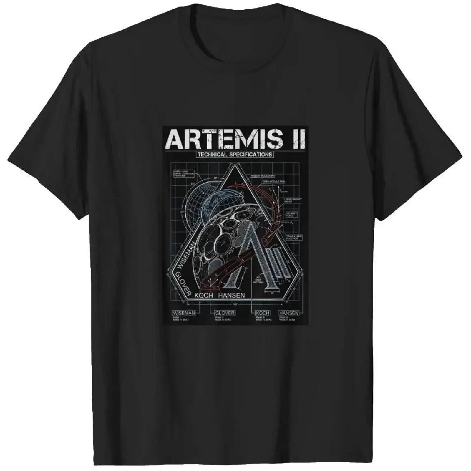 Artemis II Moon Mission Blueprint T Shirt Technical Rocket Specifications Space Engineer  vintage Washed graphic Soft