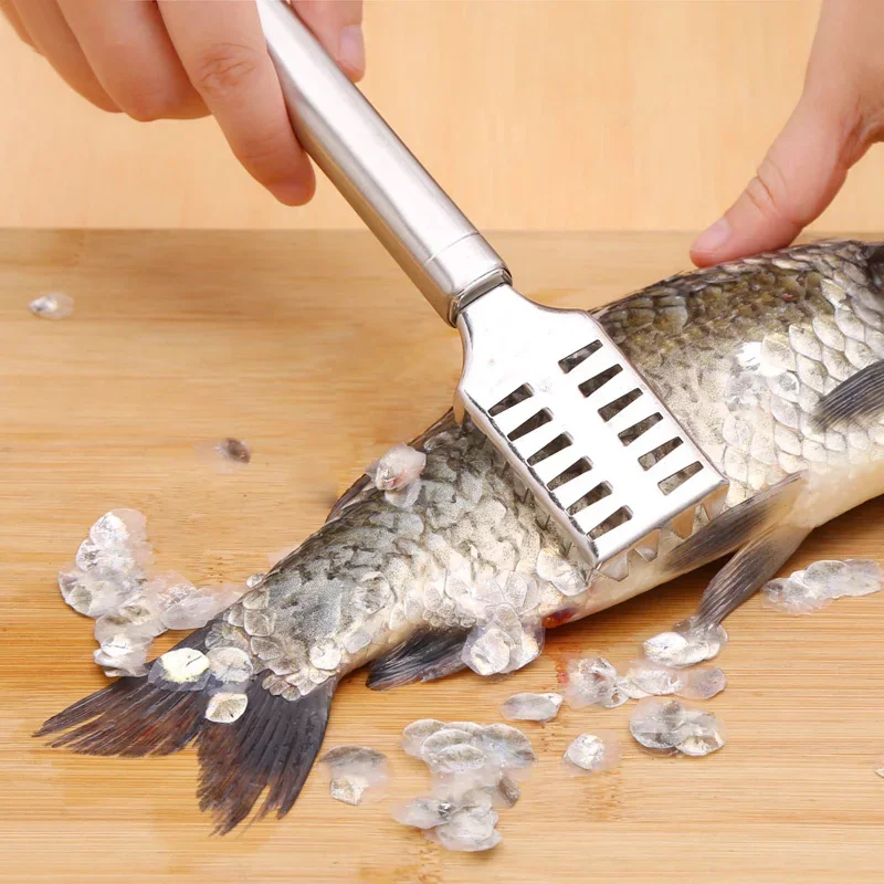 JOOYOO 1PC Stainless Steel Double-row Fish Scale Planer Multi-purpose Fish Scraper Descaler Knife Fish Brush Tool