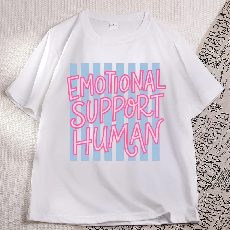 Emotional Support Human T-Shirt Mental Health T Shirt Social Worker Gift Casual Comfortable Short Sleeve Loose Tshirts