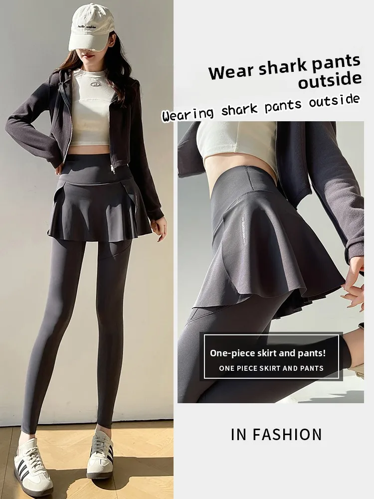 Bla arkskin Pants Women's Yoga Fitn Sports Base Layer Skirt One-Piece Skirt Pants High Waist Long Leggings Casual