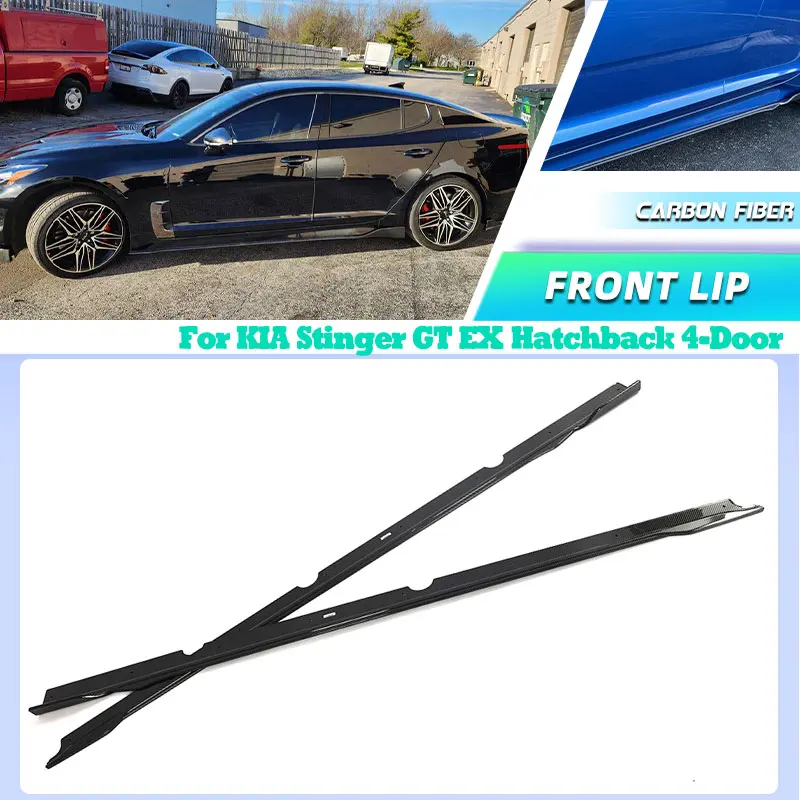 

Carbon Fiber Car Side Skirts for KIA Stinger GT EX Hatchback 4-Door 2018-2023 Side Door Bumper Apron Lip Extensions Body Kits