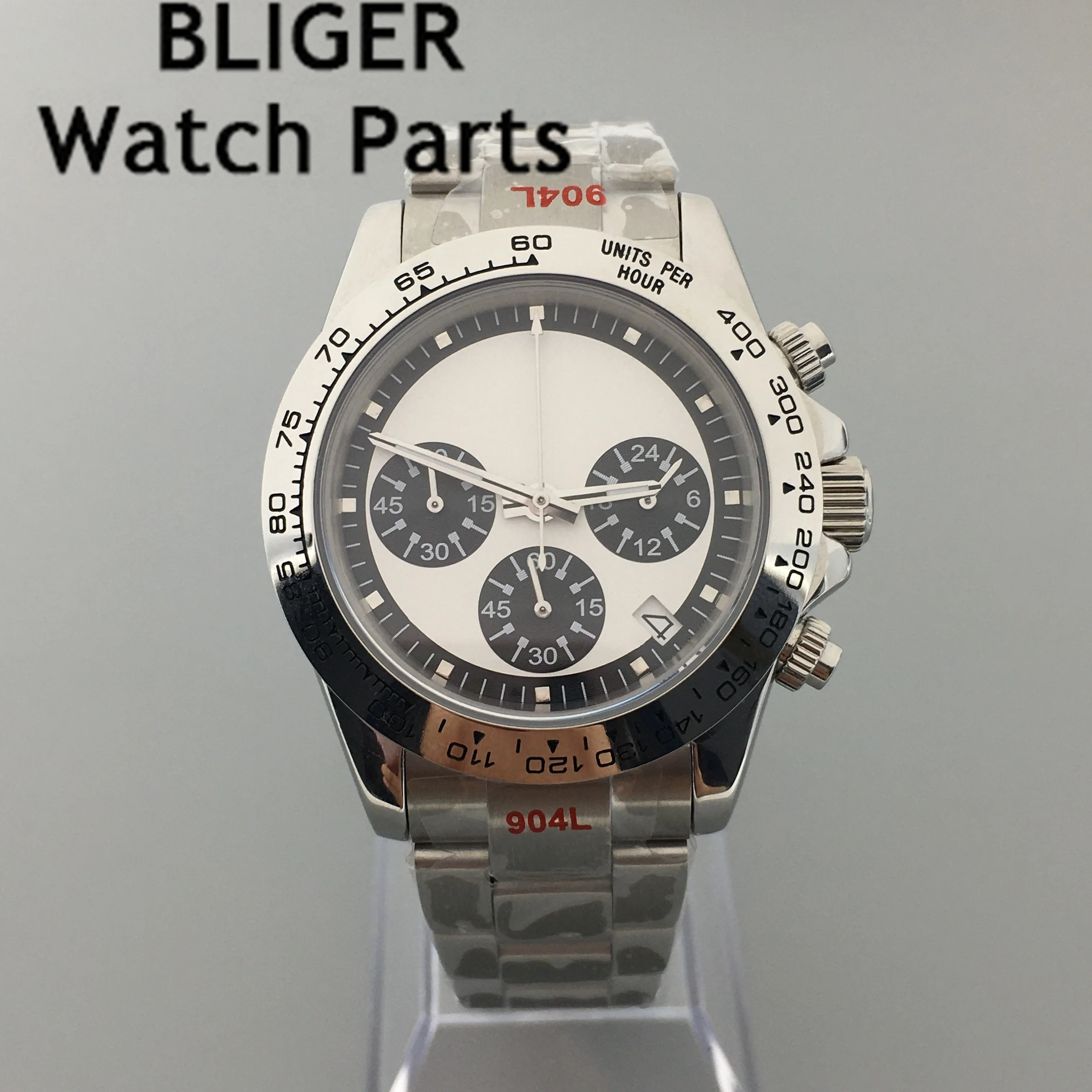 BLIGER Luxury Fashion Rose Gold 39mm Quartz Chronograph Men Watch VK63 Movement Sapphire Crystal White Dial Reloj