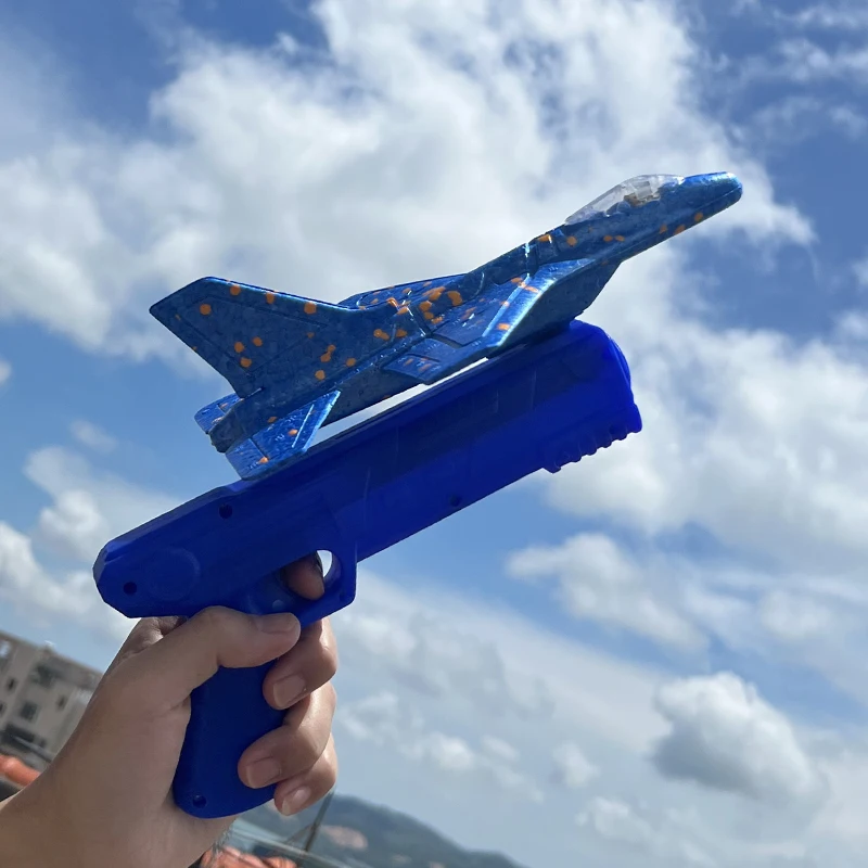 Foam Plane Glider Fighter Ejection Aircraft Launcher Catapult Children Outdoor Game Shooting Fly Toy for Children Birthday Gifts