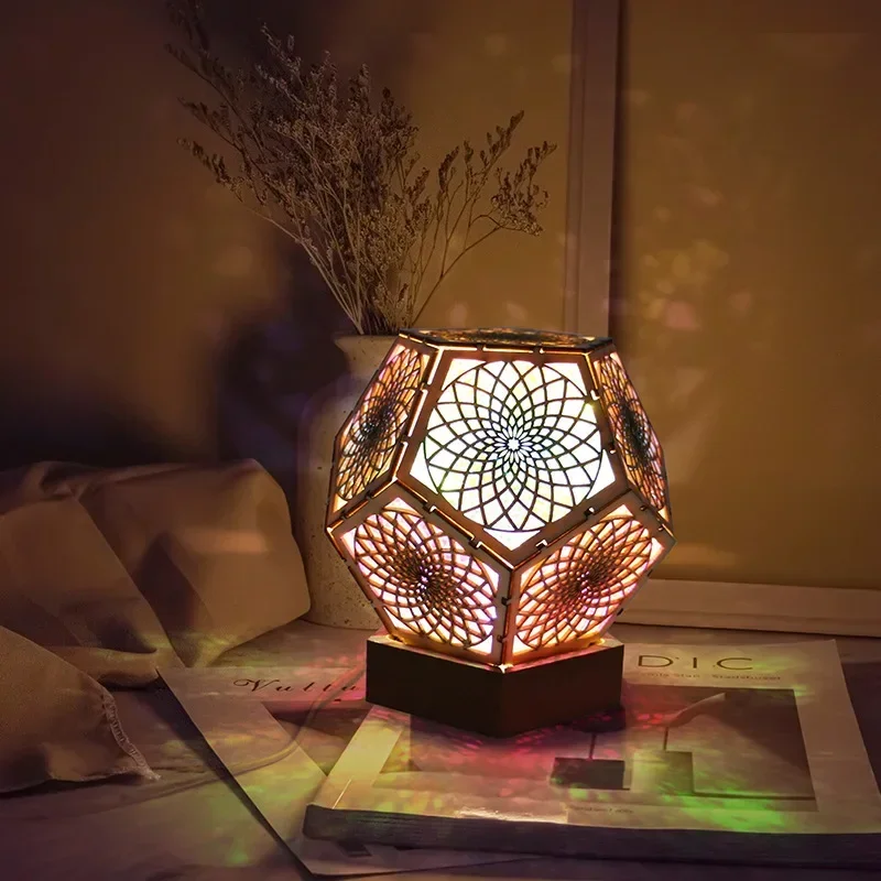 Imagem -02 - Bohemian Estilo Piso Lâmpada Led Projeção 3d Oco Usb Powered Night Lamp Star Light Decoração do Quarto