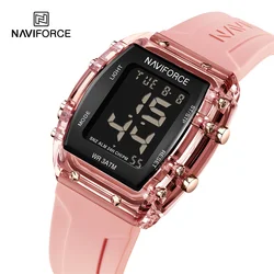 NAVIFORCE damski modny zegarek pasek silikonowy LED cyfrowy elektroniczny zegarek na rękę sport Casual wodoodporny zegar Montre Femme nowość