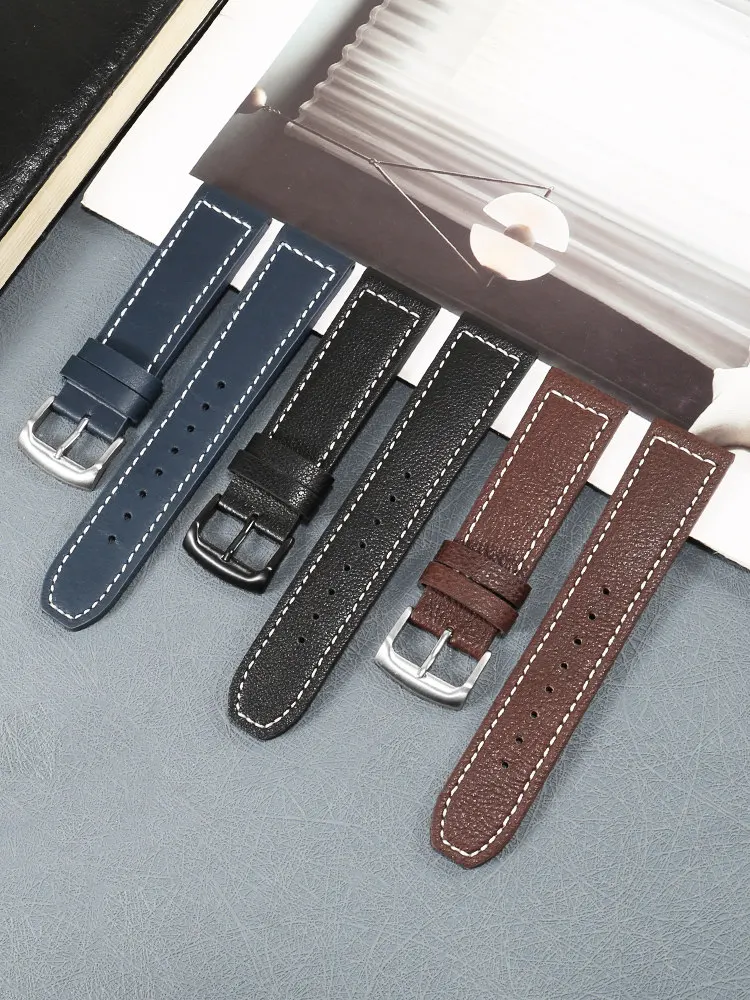 Leather Watch Strap Is Suitable for Citizen Light Kinetic Energy Darth Vader Three-eye Timing Animation Joint Cowhide Bracelet