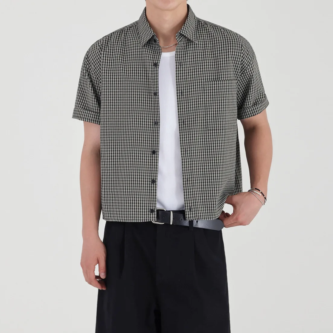 Xiaoxiangfeng Plaid Short-sleeved Shirt Men's Summer Pure Cotton Short Casual Shirt Old Money Style Commuting Wear