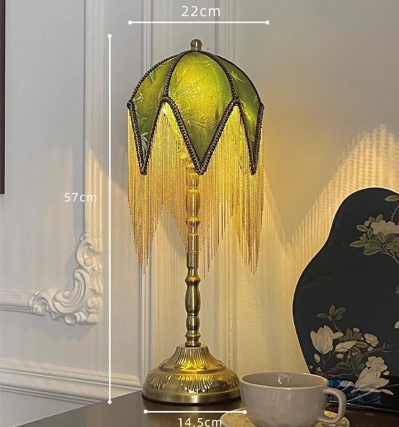 Retro Good Tassel Bedroom Desk Lamp French Bedside Atmosphere Decoration Lamp Study Desk Reading Lamp