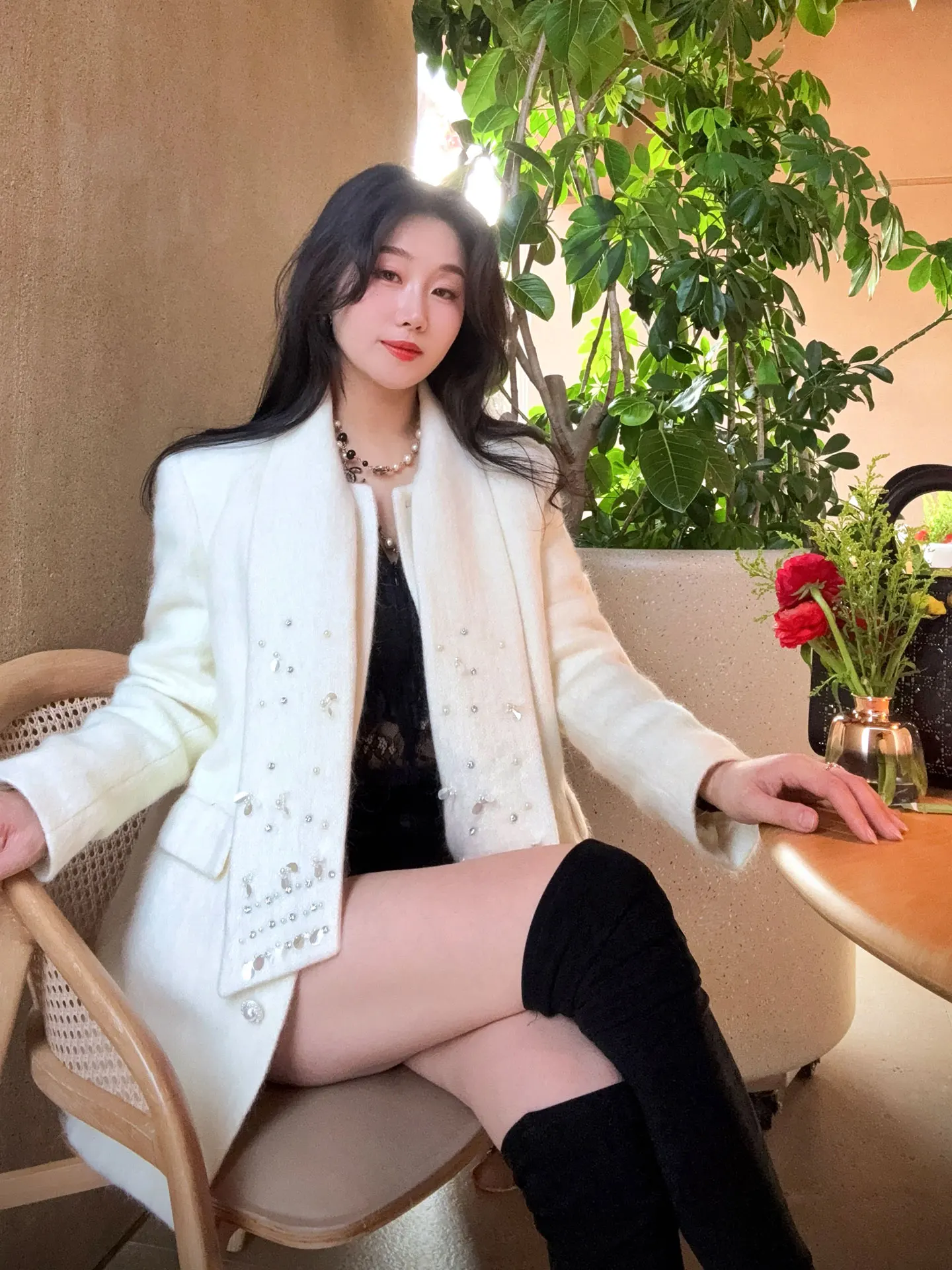 

Warm Lightweight Goose down Double Wear Netie Small Fraance Sle Woolen Coat Women Winter Camere Rich Girl Sle Coat