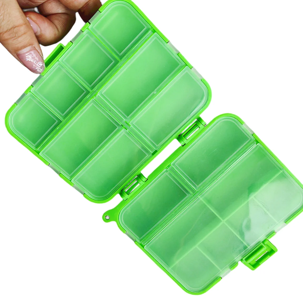 

1PC Black/Green Waterproof Fishing Hooks Bait Tool Storage Box Case With dependent Grids Fishing Accessories